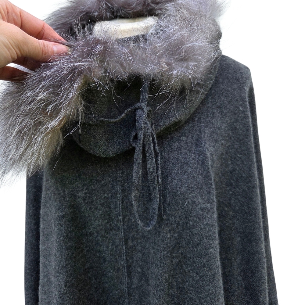 Sofia Cashmere Hooded Cowl Neck Poncho Size-One Size - Picture 3 of 16